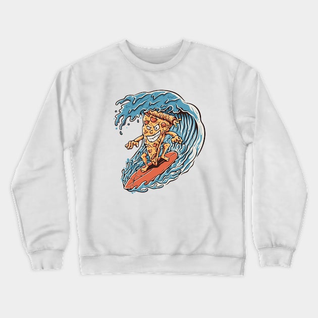 Pizza Surfer Crewneck Sweatshirt by quilimo